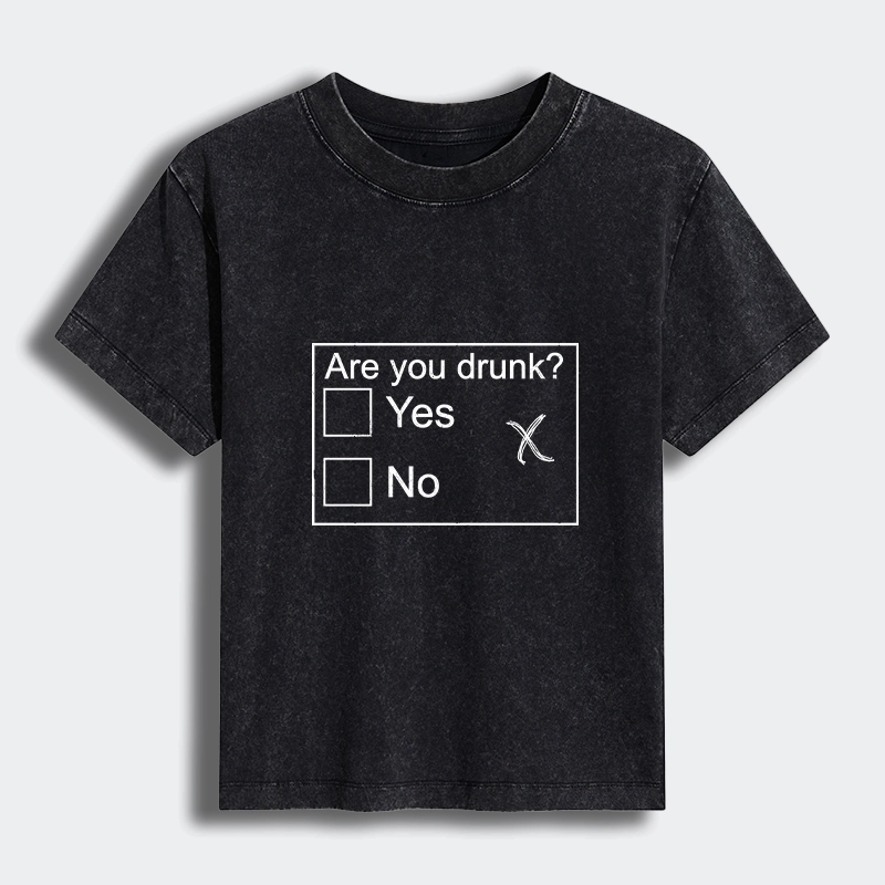 Tokyo-Tiger Confused Drunk Checkbox Graphic Women's Washed T-shirt