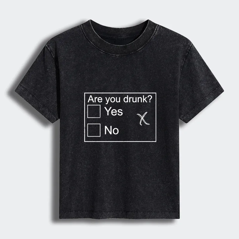 Tokyo-Tiger Confused Drunk Checkbox Graphic Women's Washed T-shirt