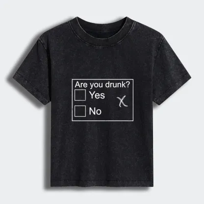Tokyo-Tiger Confused Drunk Checkbox Graphic Women's Washed T-shirt