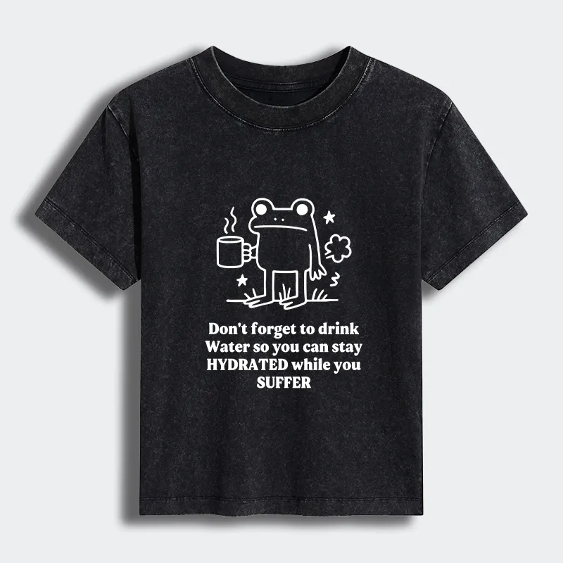 Tokyo-Tiger Frog Says Drink Water Women's Washed T-shirt