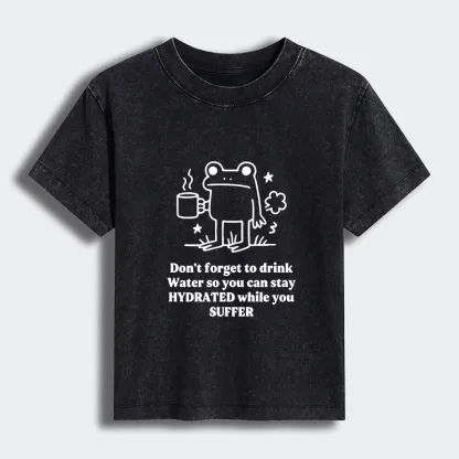 Tokyo-Tiger Frog Says Drink Water Women's Washed T-shirt