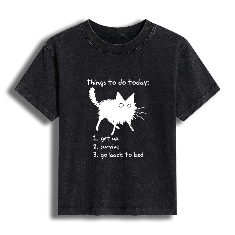 Tokyo-Tiger Lazy Cat Survive Day Funny Meme Women's Washed T-shirt