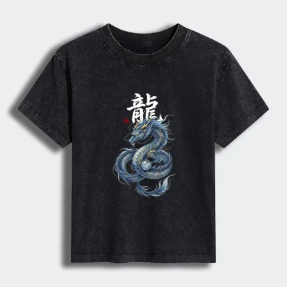 Tokyo-Tiger Mythic Blue Dragon Women's Washed T-shirt