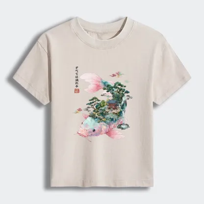 Tokyo-Tiger Journey Of The Flowing Koi Women's Washed T-shirt