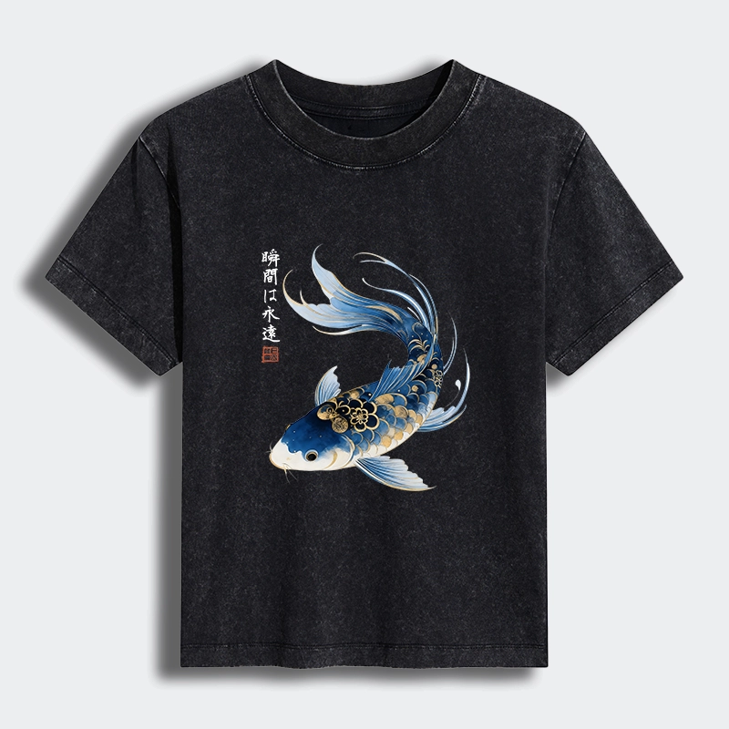 Tokyo-Tiger Elegant Koi Fish Watercolor Art Women's Washed T-shirt