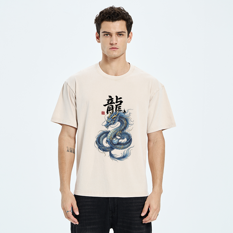 Tokyo-Tiger Mythic Blue Dragon Washed T-Shirt