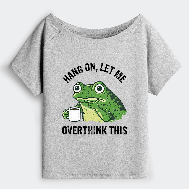 Tokyo-Tiger Overthinking Frog With Coffee Off Shoulder T-Shirt