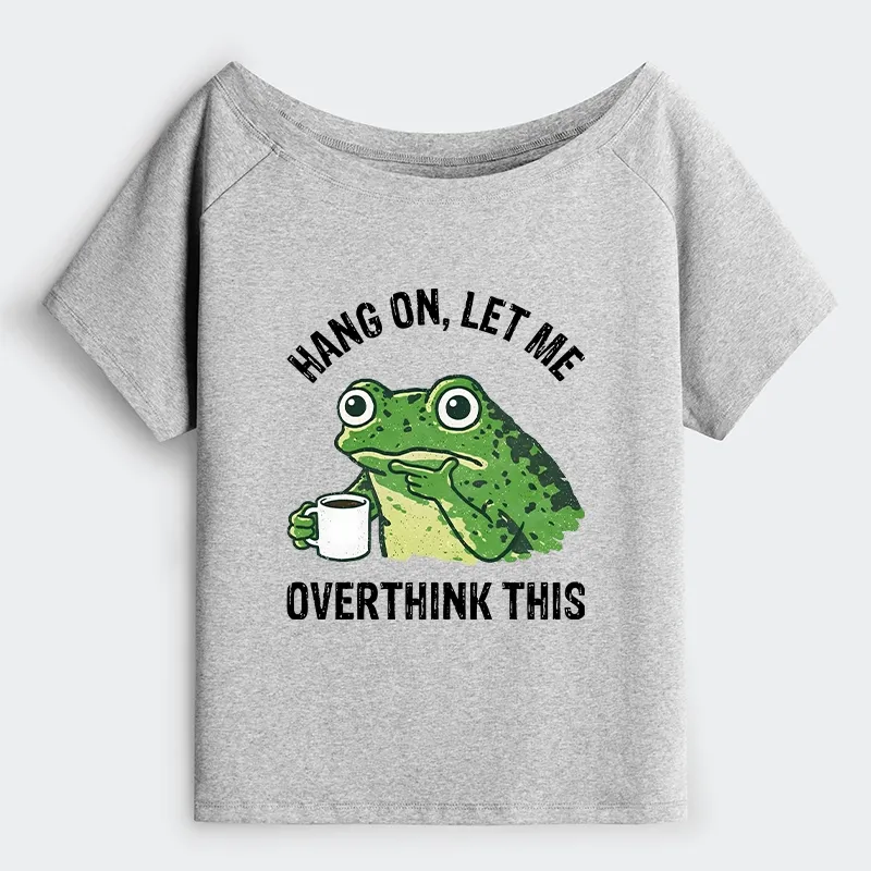 Tokyo-Tiger Overthinking Frog With Coffee Off Shoulder T-Shirt