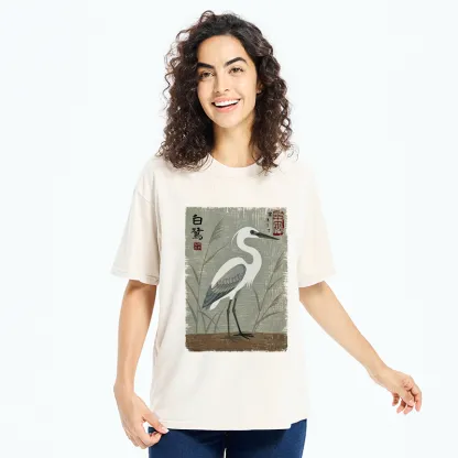 Tokyo-Tiger Graceful Egret Vintage Washed T-Shirt