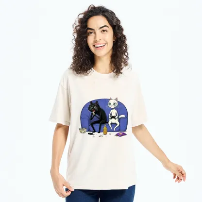 Tokyo-Tiger Two Cats One Couch Endless Fun Washed T-Shirt