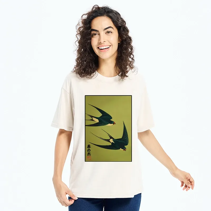 Tokyo-Tiger Spring Birds Of Peace Washed T-Shirt