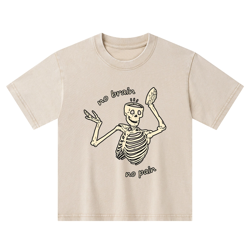 Tokyo-Tiger Skeletons Feel No Pain Kids Washed T-Shirt