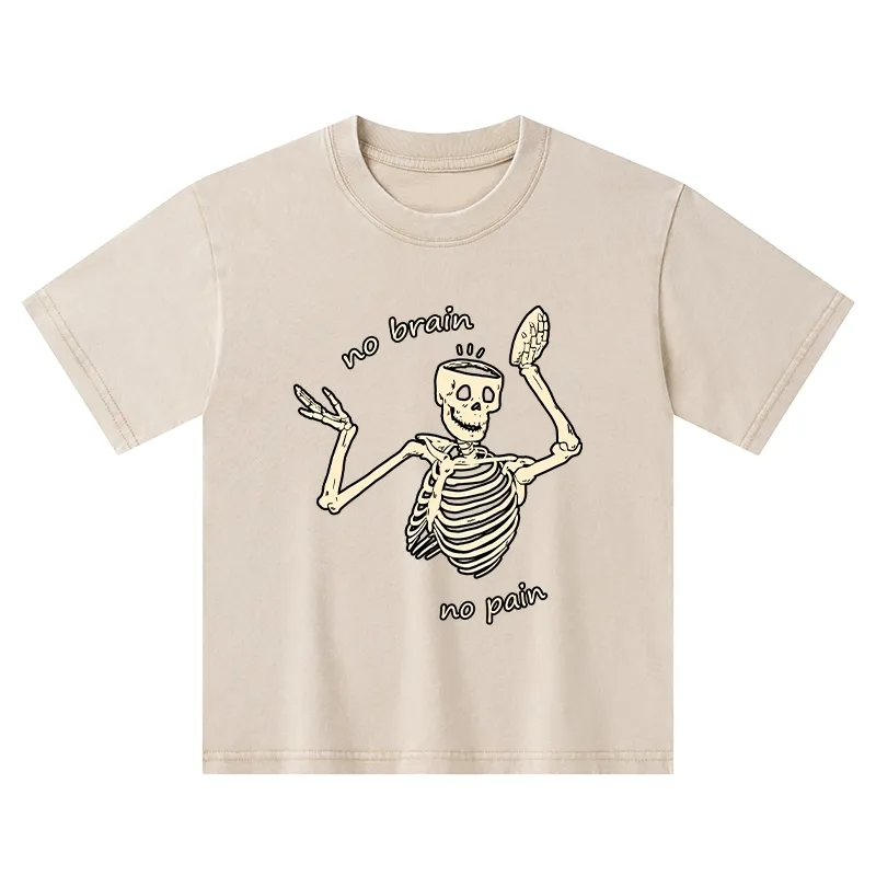 Tokyo-Tiger Skeletons Feel No Pain Kids Washed T-Shirt