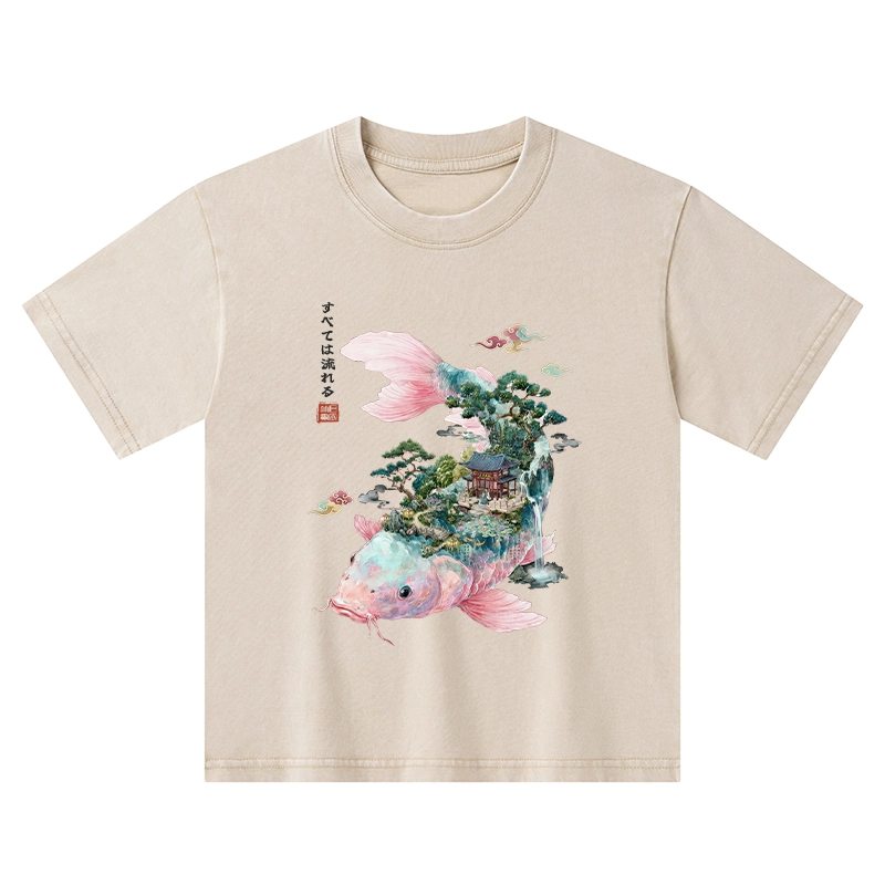 Tokyo-Tiger Journey Of The Flowing Koi Kids Washed T-Shirt