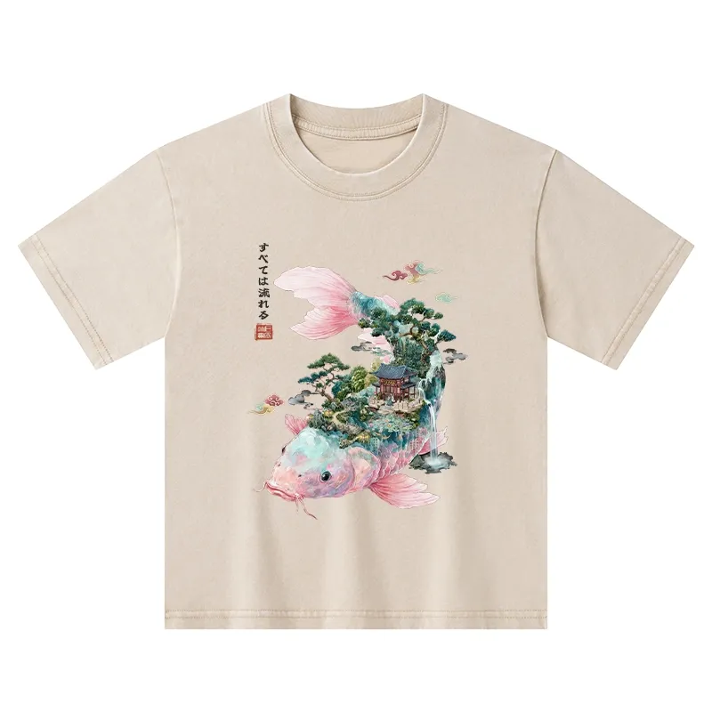 Tokyo-Tiger Journey Of The Flowing Koi Kids Washed T-Shirt