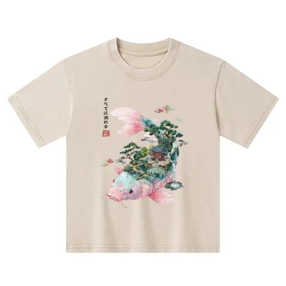 Tokyo-Tiger Journey Of The Flowing Koi Kids Washed T-Shirt