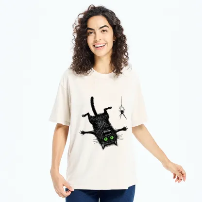 Tokyo-Tiger Scared Cat Vs Spider Prank Washed T-Shirt