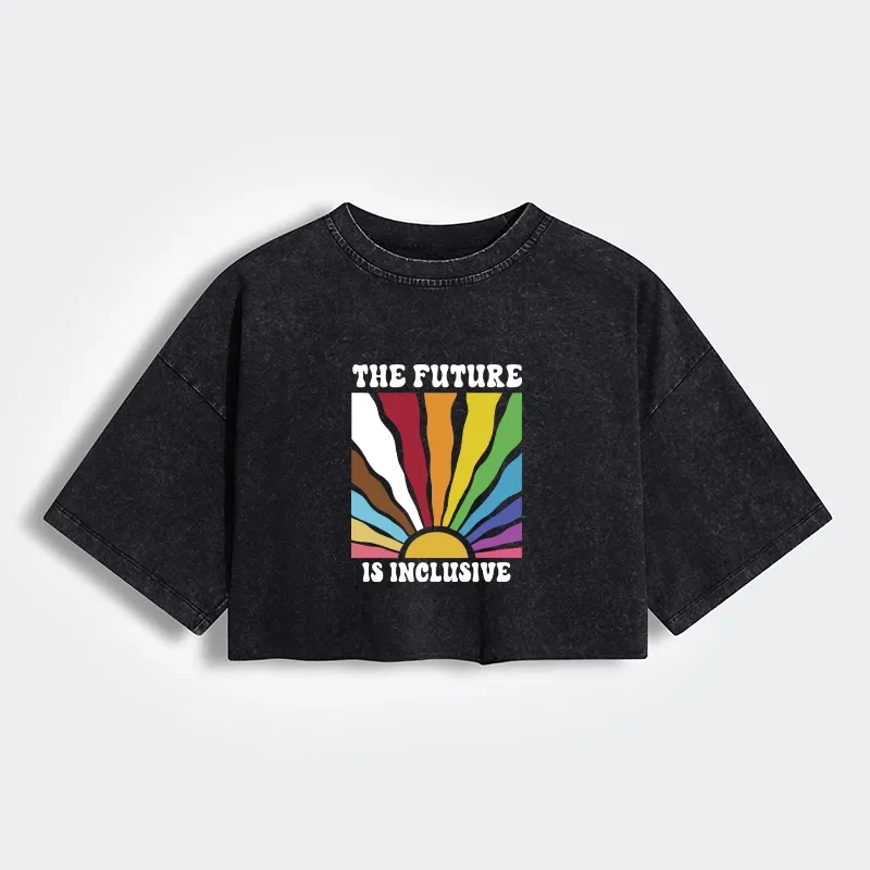 Tokyo-Tiger Pride Future Is Inclusive Women's Washed Crop T-Shirt Sale