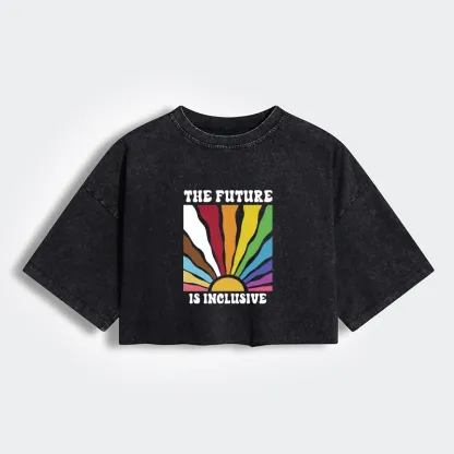 Tokyo-Tiger Pride Future Is Inclusive Women's Washed Crop T-Shirt