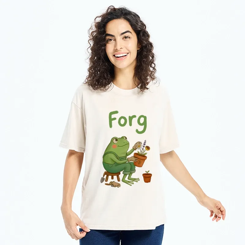 Tokyo-Tiger Cute Frog Gardening Meme Washed T-Shirt