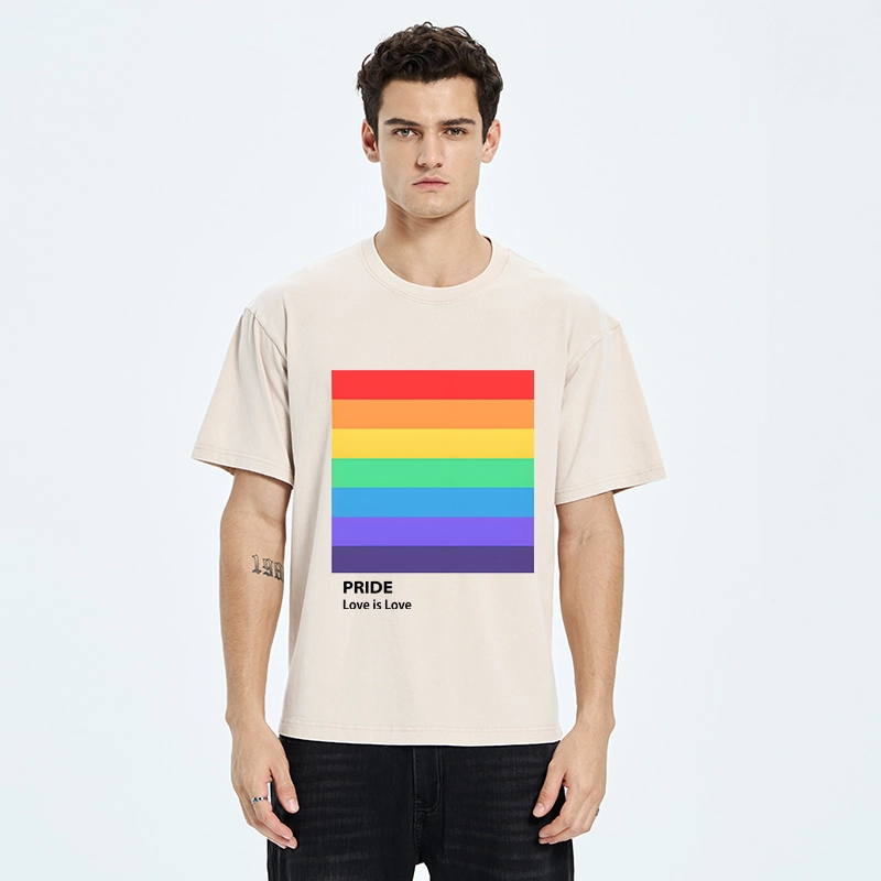 Tokyo-Tiger Pride Month Rainbow Flag Art Washed T-Shirt