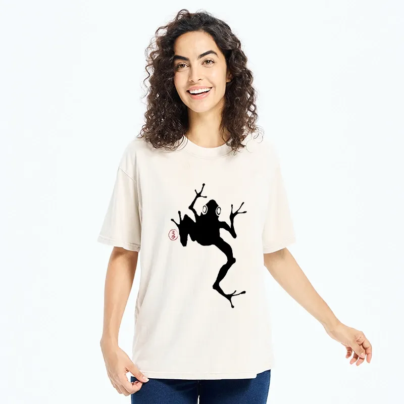 Tokyo-Tiger Japanese Frog Ink Wash Washed T-Shirt