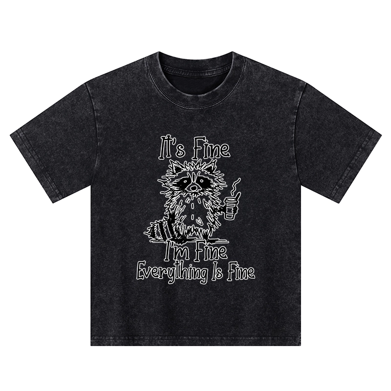 Tokyo-Tiger Raccoon Fine Meme Kids Washed T-Shirt