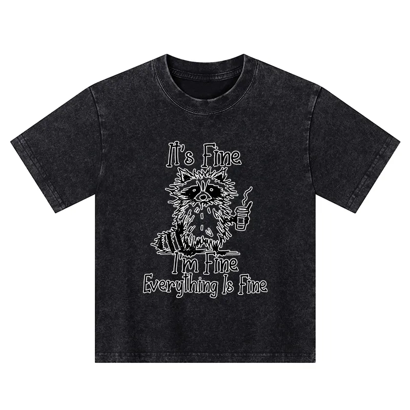 Tokyo-Tiger Raccoon Fine Meme Kids Washed T-Shirt