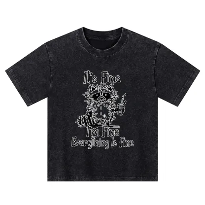 Tokyo-Tiger Raccoon Fine Meme Kids Washed T-Shirt