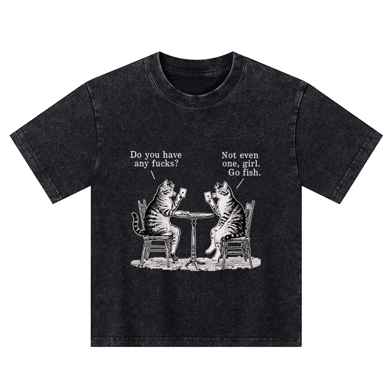 Tokyo-Tiger Cat Poker Night Kids Washed T-Shirt