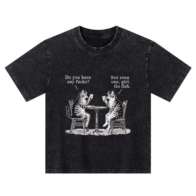 Tokyo-Tiger Cat Poker Night Kids Washed T-Shirt