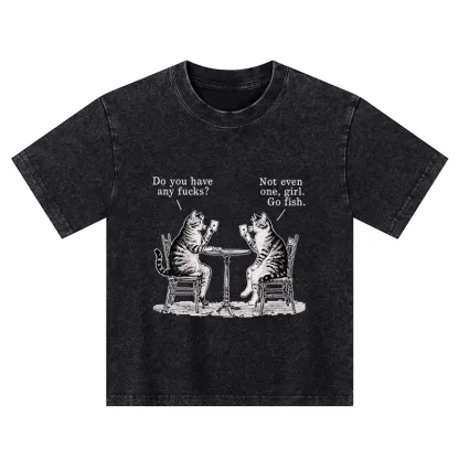 Tokyo-Tiger Cat Poker Night Kids Washed T-Shirt