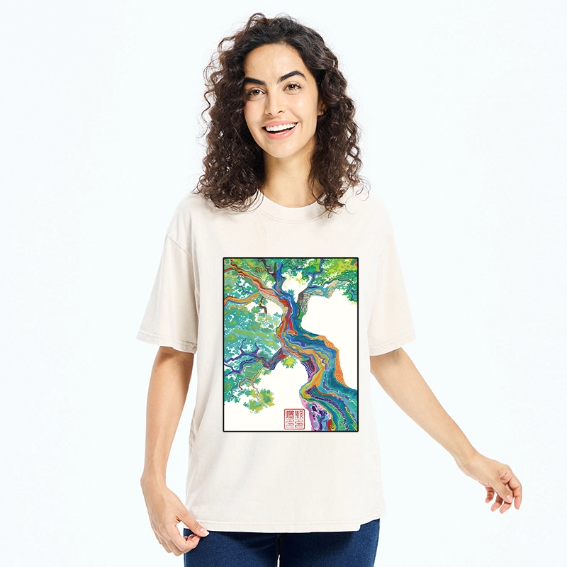 Tokyo-Tiger Colorful Magic Tree Washed T-Shirt