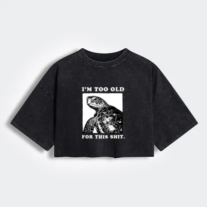 Tokyo-Tiger Turtle I Quit Meme Energy Women's Washed Crop T-Shirt