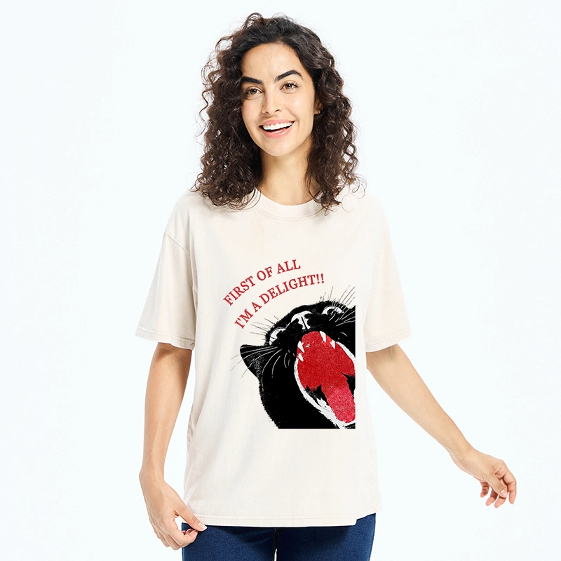 Tokyo-Tiger Funny Cat Yelling Quote Meme Washed T-Shirt