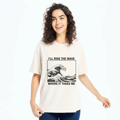 Tokyo-Tiger Stylish Black And White Wave Art Washed T-Shirt