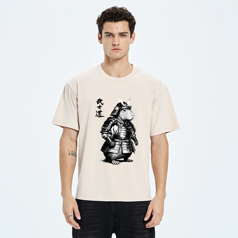 Tokyo-Tiger Capybara Samurai No Fear Washed T-Shirt