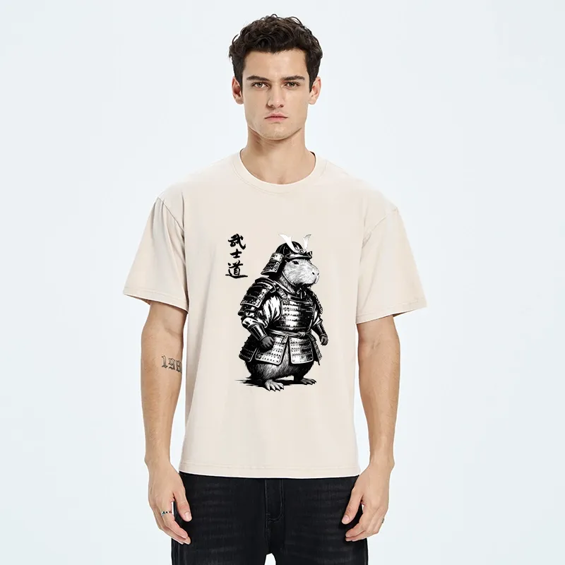 Tokyo-Tiger Capybara Samurai No Fear Washed T-Shirt