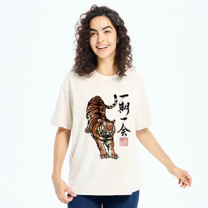 Tokyo-Tiger Japanese Ink Tiger Art Washed T-Shirt