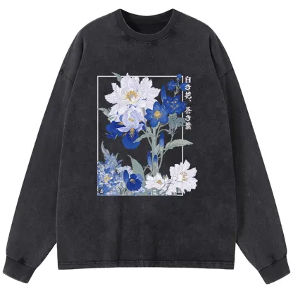 Tokyo-Tiger Blossoms Of The Firmament Washed Long Sleeve T-Shirt