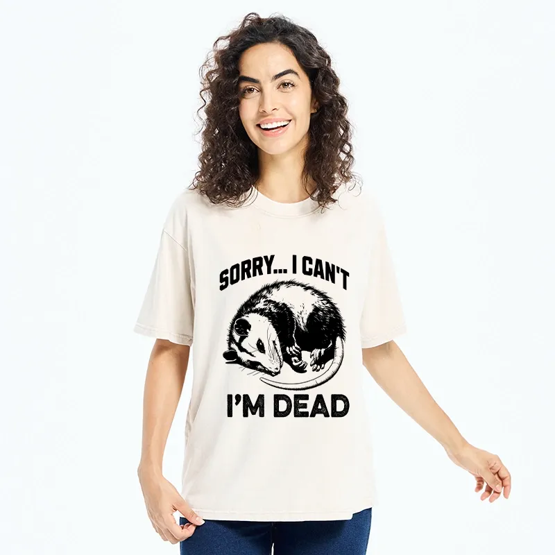 Tokyo-Tiger Funny Opossum Playing Dead Washed T-Shirt