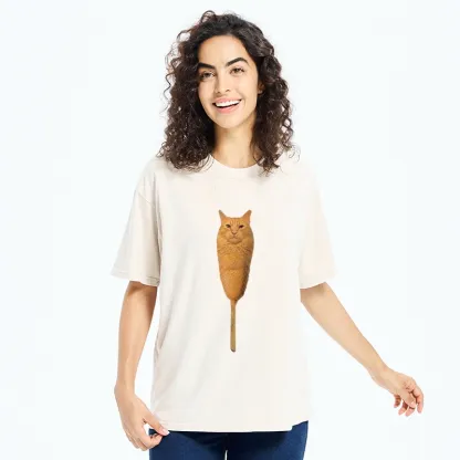 Tokyo-Tiger Orange Cat Corn Dog Meme Washed T-Shirt