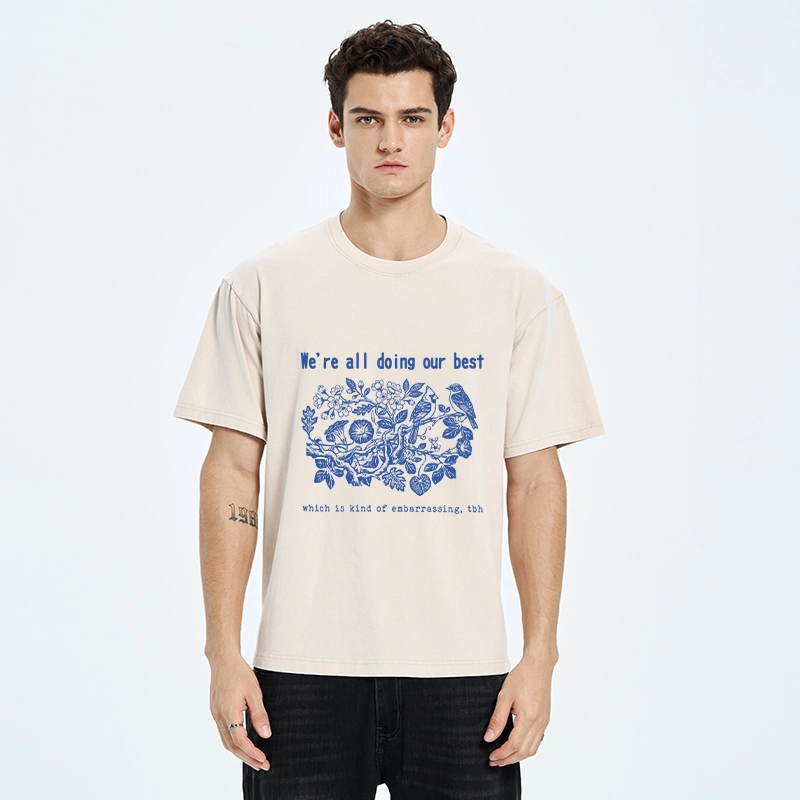 Tokyo-Tiger Doing Our Best Funny Bird Washed T-Shirt