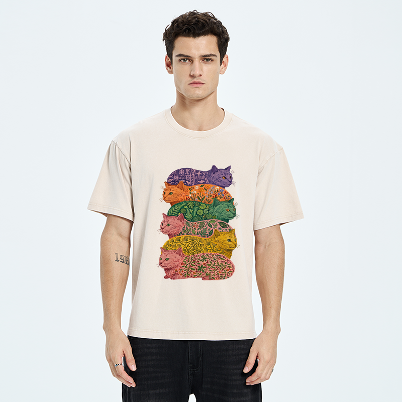 Tokyo-Tiger Botanical Felines Stacking Washed T-Shirt