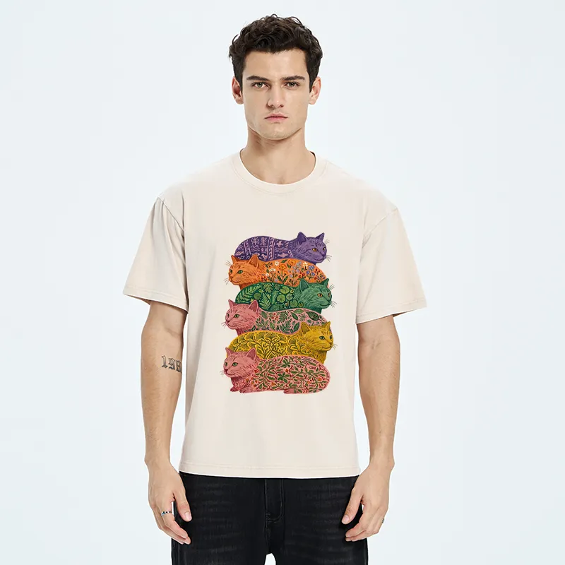 Tokyo-Tiger Botanical Felines Stacking Washed T-Shirt