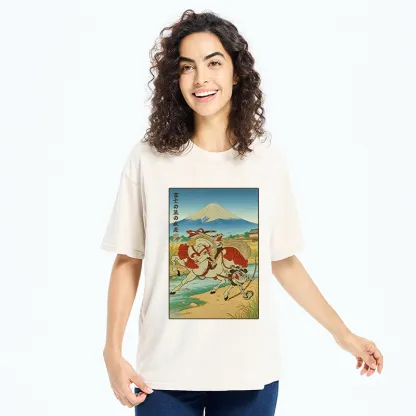 Tokyo-Tiger Samurai Frog Under Mount Fuji Washed T-Shirt