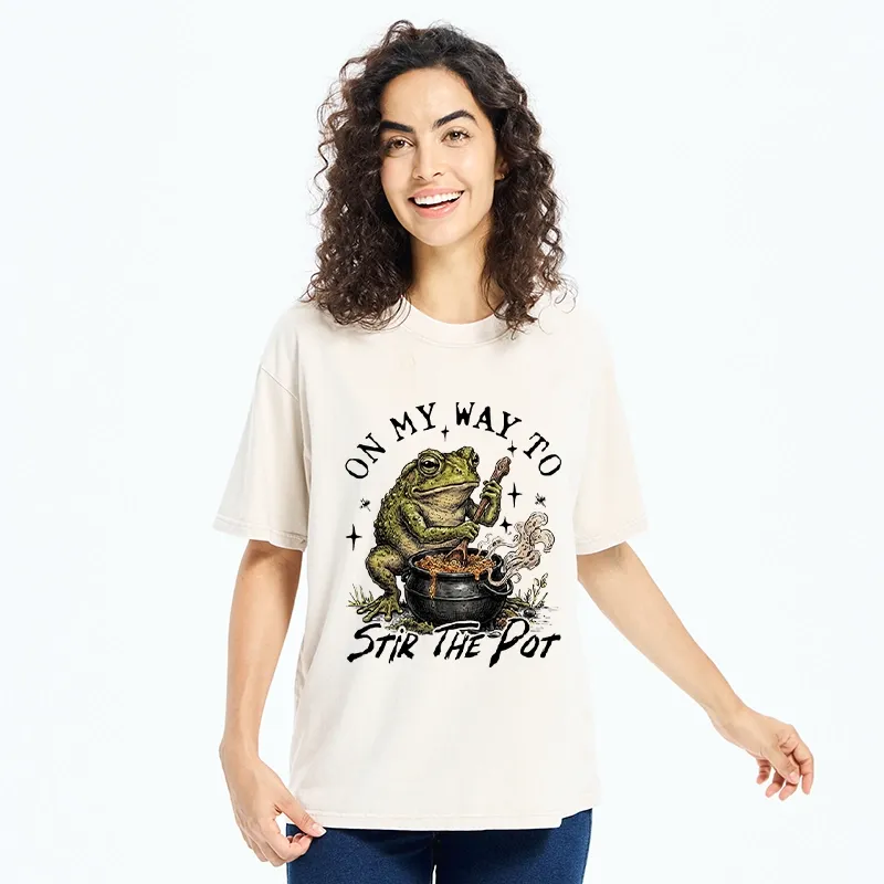 Tokyo-Tiger Frog On My Way To Stir The Pot Washed T-Shirt