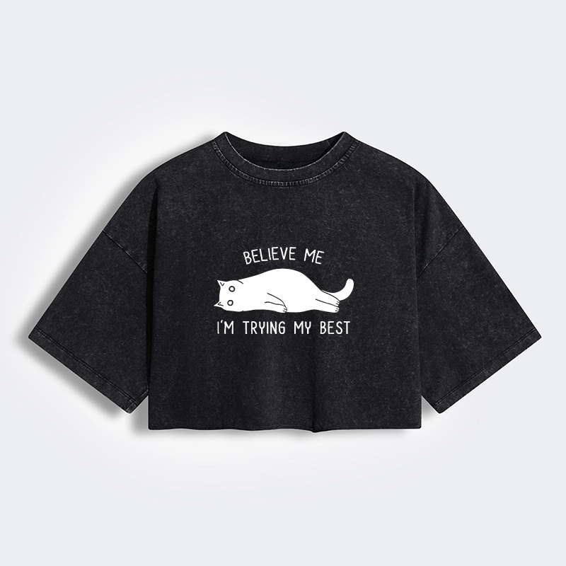 Tokyo-Tiger When Life Is Hard Nap First Women's Washed Crop T-Shirt