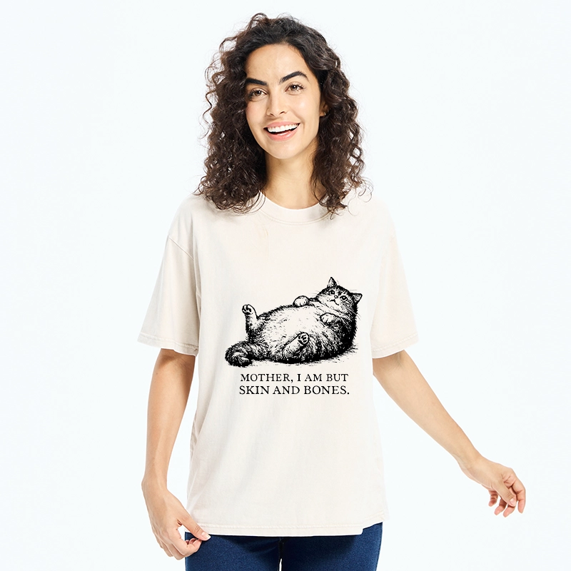 Tokyo-Tiger Chonky Cat Begging For Food Washed T-Shirt