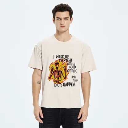 Tokyo-Tiger Skeleton With Bad Attitude Meme Washed T-Shirt
